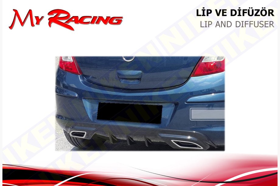 Opel Corsa D 2007-2014 гг. Накладка на задний диффузор (ABS, Черная) Image