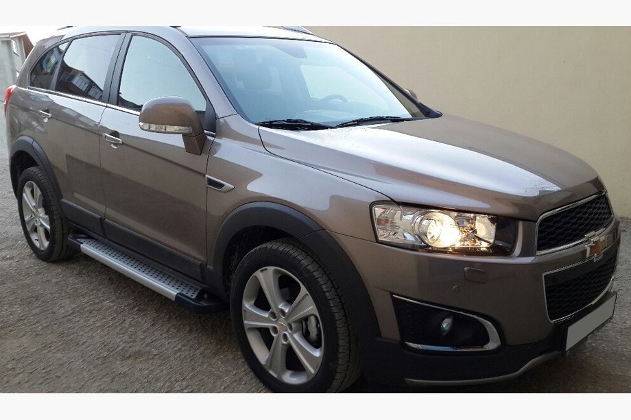 Chevrolet Captiva 2006-2019 гг. Боковые пороги Allmond Grey (2 шт., алюминий) Image