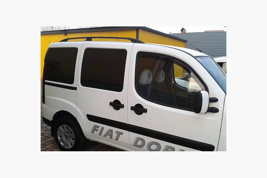 Fiat Doblo I 2005-2010 гг. Черные рейлинги Макси база, Пластиковые ножки Фото 3