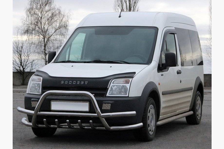 Ford Connect 2010-2013 гг. Кенгурятник с двойными дугами WT003-Plus-2 (нерж. сталь) Image