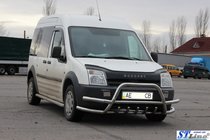 Ford Connect 2010-2013 гг. Кенгурятник с двойными дугами WT003-Plus-2 (нерж. сталь) фото 3