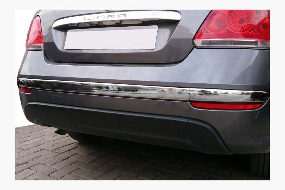 Fiat Linea 2006-2018 гг. Накладки на задний бампер (2012↗, нержавейка, 3 шт) Image