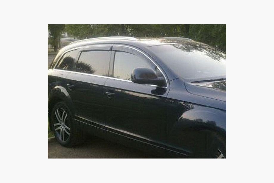 Audi Q7 2005-2015 гг. Ветровики с хромированным молдингом (4 шт, HIC) Фото 5