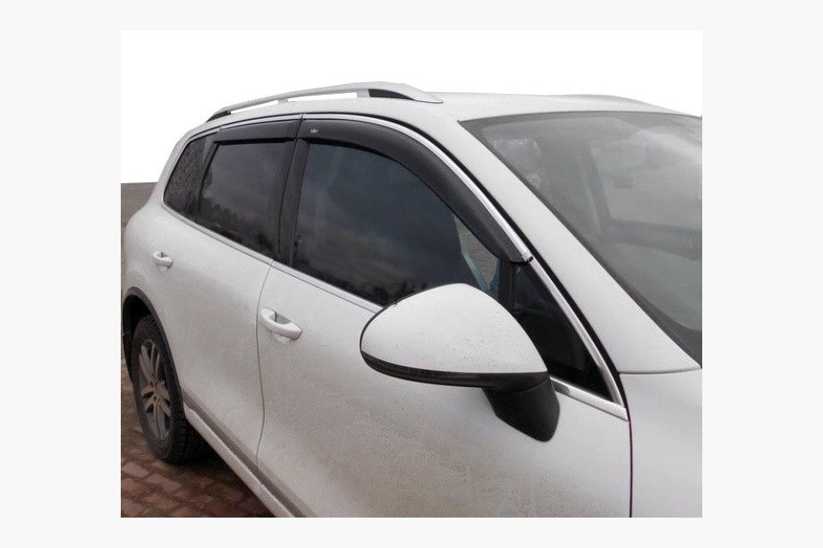 Volkswagen Tiguan 2007-2016 гг. Ветровики с хромированным молдингом (4 шт, Niken) Image