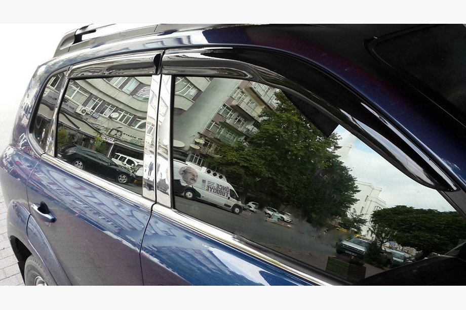 Hyundai Tucson JM 2004- гг. Ветровики на окна (4 шт, Perflex Sport) Image