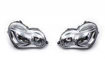 Mercedes C-class W203 2000-2007 гг. Передние фары с LED дневными ходовыми огнями (2 шт) Тёмные фото 1