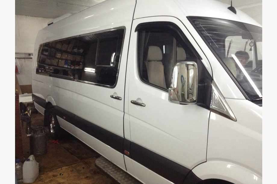 Volkswagen Crafter 2006-2016 гг. Полный комплект окантовки стекол нержавейка Фото 2