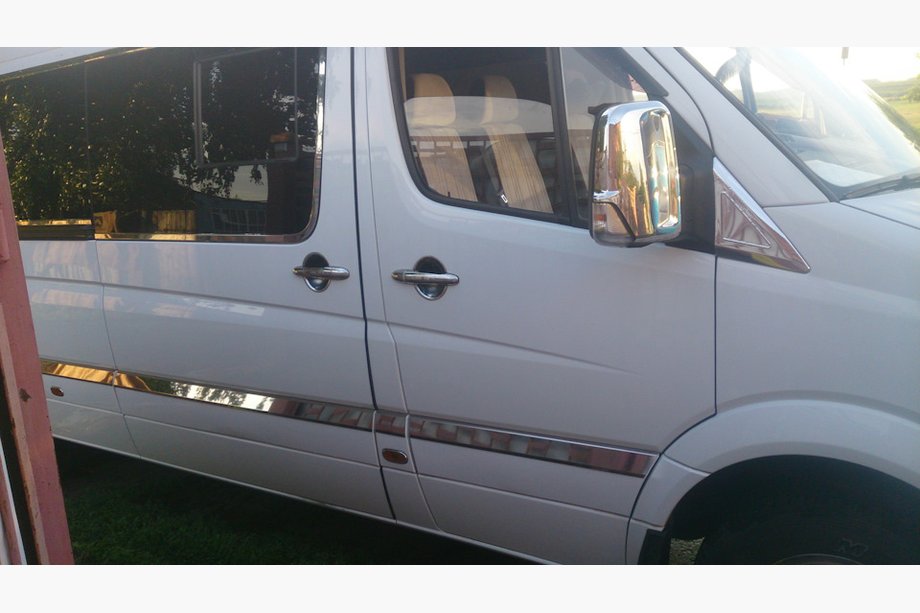 Mercedes Sprinter W906 2006–2018 гг. Накладки на двери из нержавеющей стали Средняя база. OmsaLine - Итальянская нержавейка Фото 5