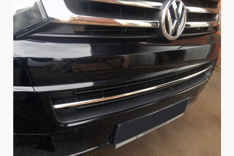 Volkswagen T5 2010-2015 гг. Накладка на решетку бампера (нержавейка) Carmos - Турецкая Нержавеющая Сталь Image