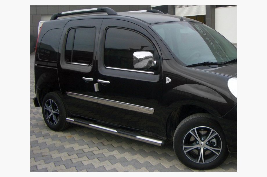Renault Kangoo 2008–2020 гг. Боковые трубы BB002 (2 шт., нержавейка) 60 мм, длинная база Image