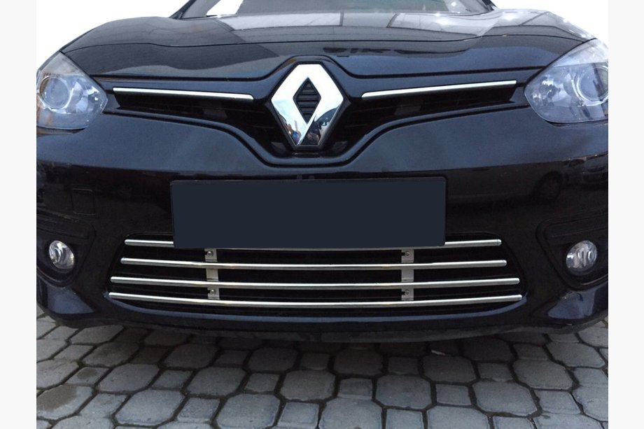 Renault Fluence 2009-2016 гг. Цельная решетка бампера (2013-2016, нержавейка) Image