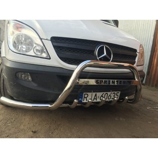 Передний силовой бампер WT003-Plus (нержавейка) Mercedes Sprinter W906 2006–2018 гг. фото 4