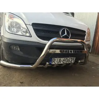 Передний силовой бампер WT003-Plus (нержавейка) Mercedes Sprinter W906 2006–2018 гг. фото 4