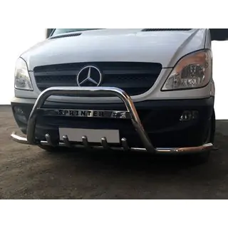 Передний силовой бампер WT003-Plus (нержавейка) Mercedes Sprinter W906 2006–2018 гг. фото 1