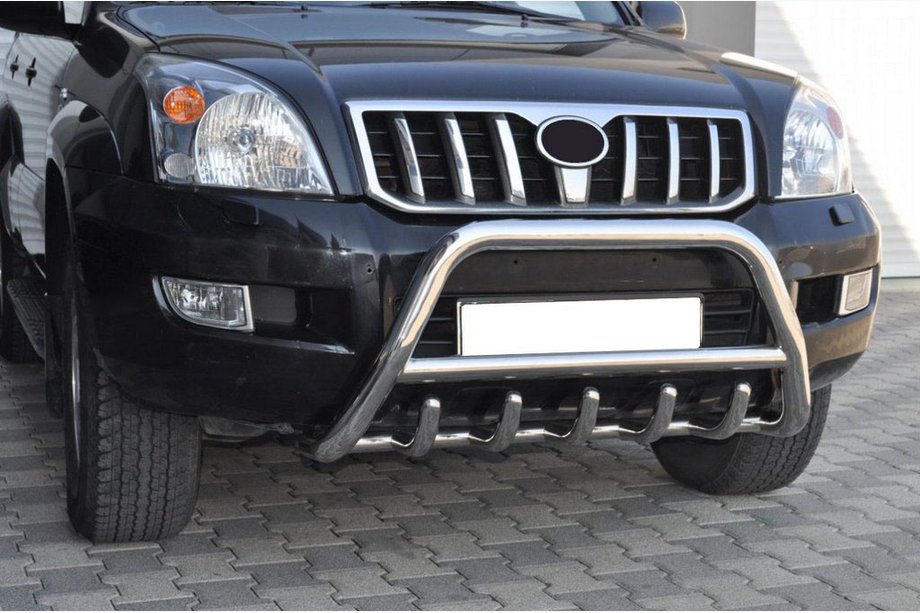 Toyota Land Cruiser Prado 120 2002-2009 гг. Низкий кенгурятник WT003 (нерж сталь) Image