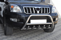Toyota Land Cruiser Prado 120 2002-2009 гг. Низкий кенгурятник WT003 (нерж сталь) фото 1