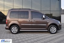 Volkswagen Caddy 2004-2010 гг. Боковые трубы BB001 (2 шт., нержавейка) d60, Стандартная база фото 2