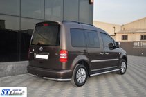 Volkswagen Caddy 2004-2010 гг. Боковые трубы BB001 (2 шт., нержавейка) d60, Стандартная база фото 4