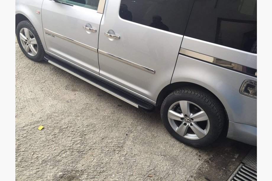 Volkswagen Caddy 2004-2010 гг. Накладки на молдинги (4 шт, нержавейка) MAXI база, OmsaLine - Итальянская Нержавейка Фото 2