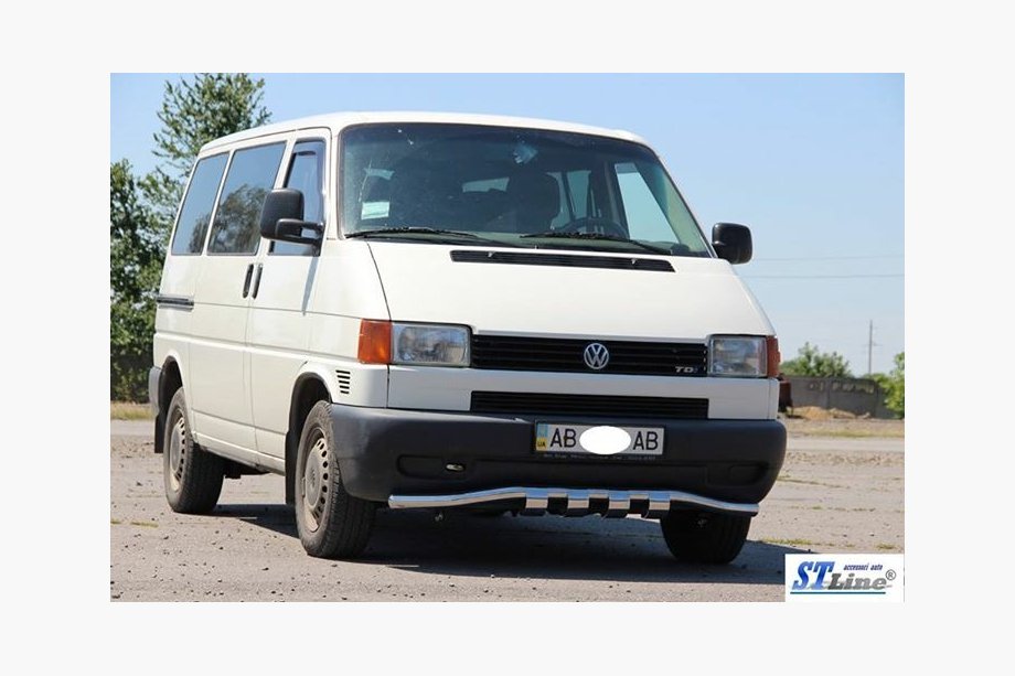 Volkswagen T4 Transporter 1990-2003 гг. Передняя защита с решеткой ST010 (нержавейка) Фото 4