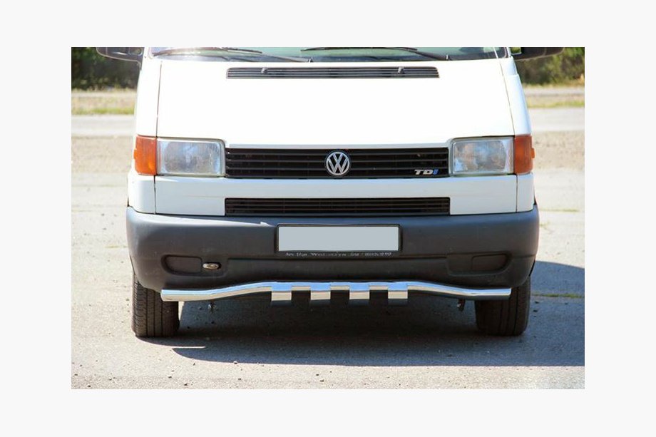 Volkswagen T4 Caravelle/Multivan 1990–2003 гг. Передняя защита с решеткой ST010 (нержавейка) Image