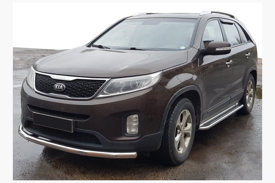Kia Sorento II XM 2009-2014 гг. Передняя защита ST008 (2013-2015, Нержавейка) Image