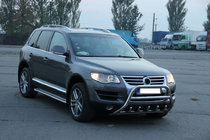 Volkswagen Touareg 2002–2010 гг. Защита переднего бампера WT003 Special (нерж) фото 2