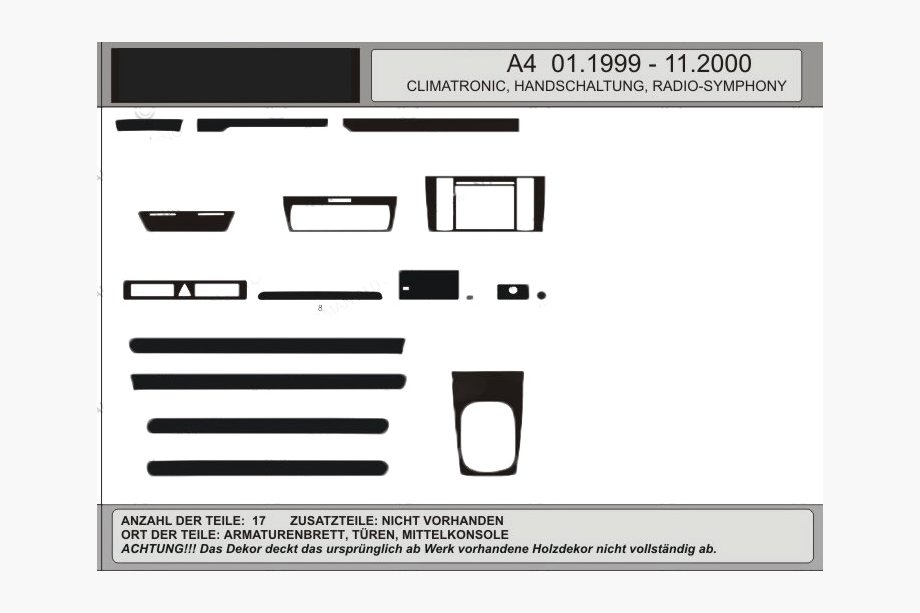 Audi A4 B5 1994–2001 гг. Акция! Накладки на панель под дерево (1999-2001) Image