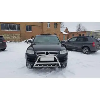 Защита переднего бампера WT003 Special (нерж) Volkswagen Touareg 2002–2010 гг. фото 1