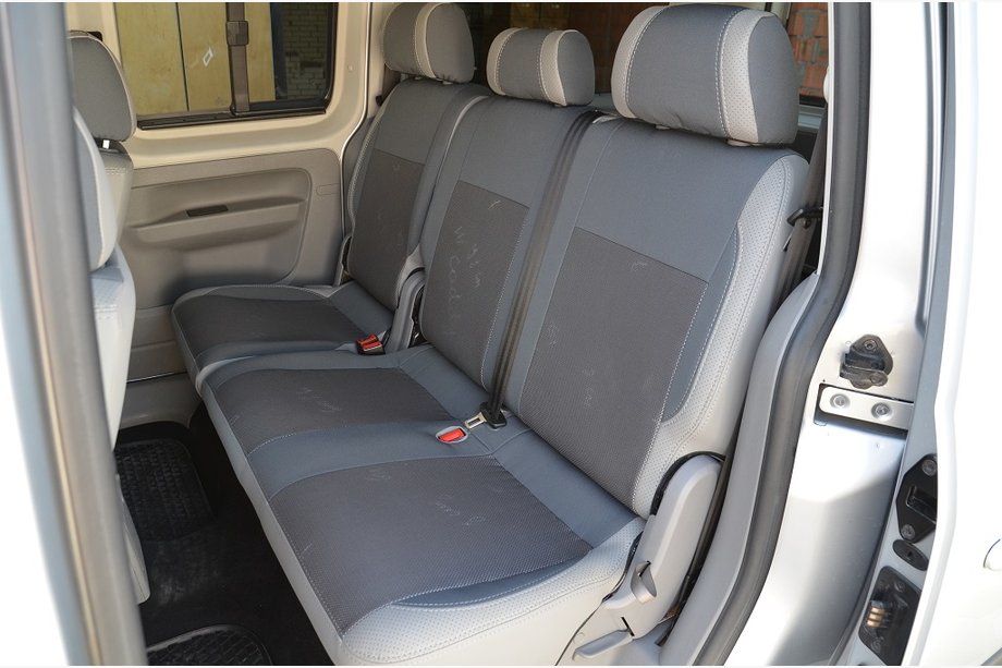 Volkswagen Caddy 2004-2010 гг. Авточехлы (Эко-кожа↗Ткань, Premium) Весь салон (5 мест) Фото 5