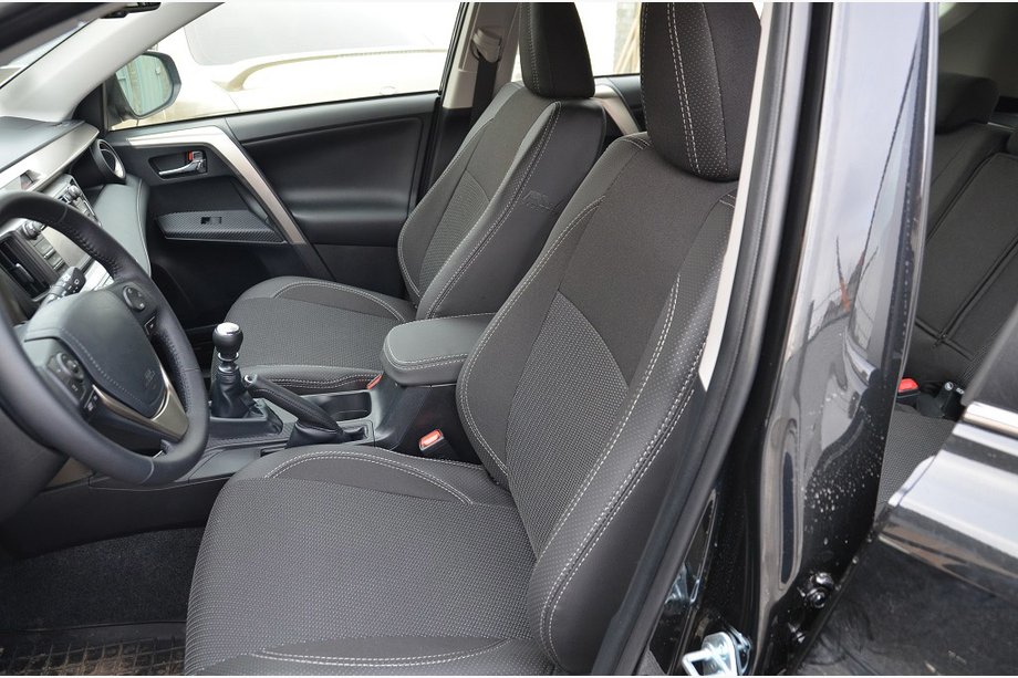 Toyota Rav 4 2013-2018 гг. Авточехлы (Эко-кожа↗Ткань, Premium) Фото 1