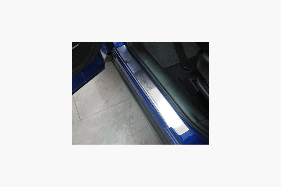 Mazda CX-7 2006-2012 гг. Накладки на пороги Nataniko (4 шт., нержавейка) Premium - Лента 3M, 0.8 мм Фото 2