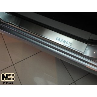 Накладки на пороги Nataniko (2 шт., нержавейка) Mitsubishi Grandis 2003-2011 гг.