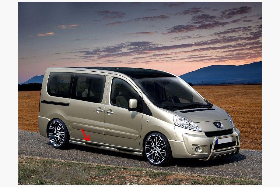 Fiat Scudo 2007-2015 гг. Боковые трубы BB002 (2 шт., нержавейка) 60 мм, длинная база Фото 2