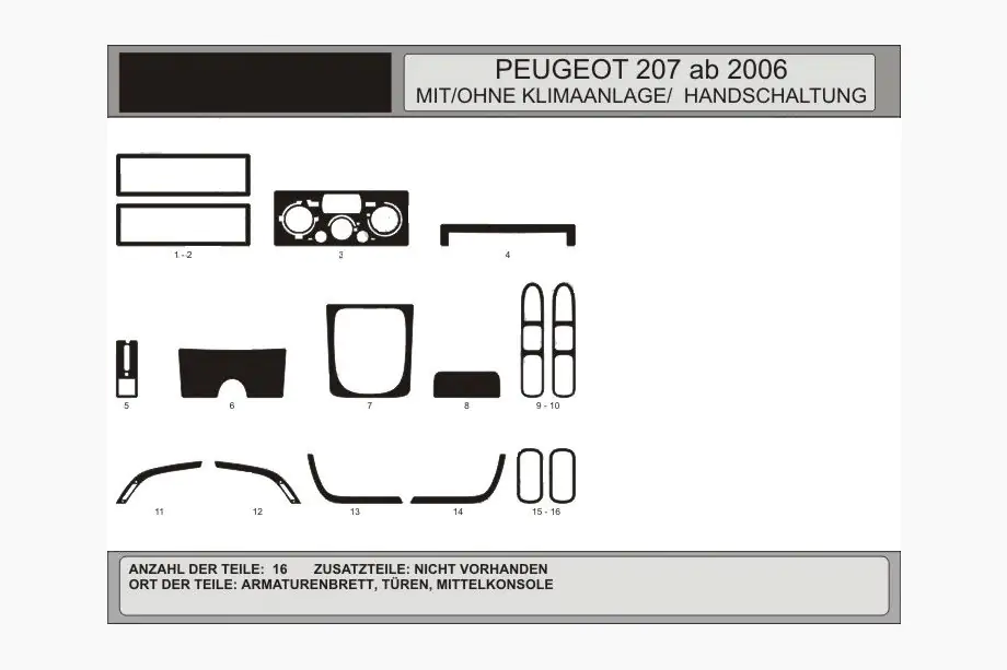 Peugeot 207 2006–2014 гг. Накладки на панель приборов (Hartman) Image