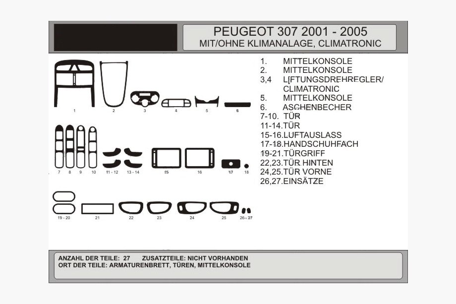 Peugeot 307 2001-2008 гг. Тюнинг салона (Hartman) Орех Image