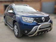 Renault Duster 2018-2024 гг. Защита переднего бампера без надписи WT003 (нержавейка) фото 1