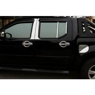 Хром накладки на стойки (6 шт, нерж сталь) Nissan Navara 2006-2015 гг. фото 1