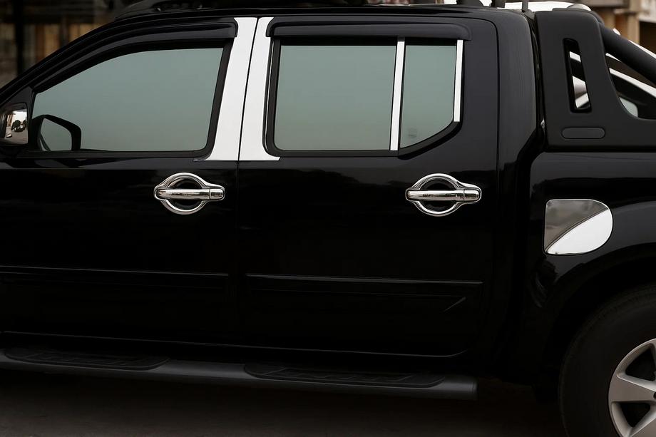 Nissan Navara 2006-2015 гг. Хром накладки на стойки (6 шт, нерж сталь) Фото 1