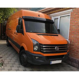 Volkswagen Crafter 2006-2018 Козырек на лобовое стекло на раме V2 (черный глянец, 5мм)