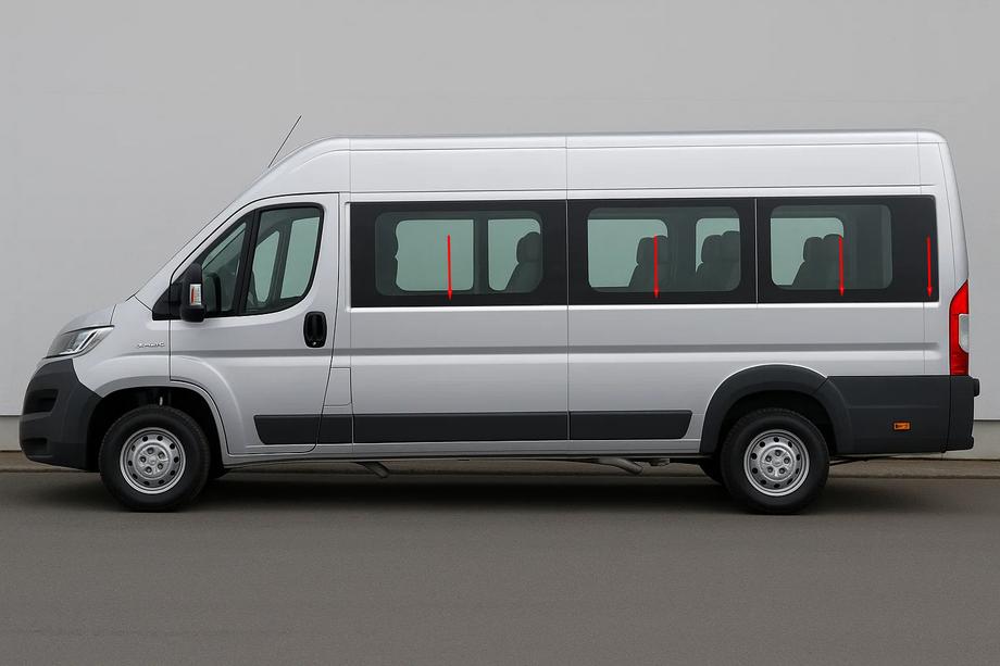 Citroen Jumper 2007-2025 гг. Комплект нижних молдингов стекол нержавейка Фото 1