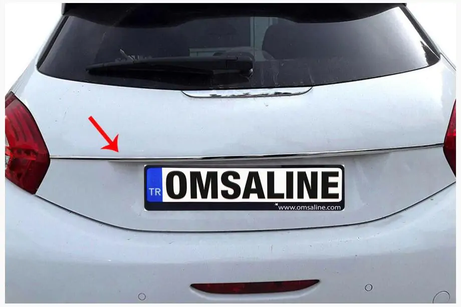 Peugeot 208 2012-2019 гг. Хромированная накладка над номером OmsaLine (нержавейка) Фото 1