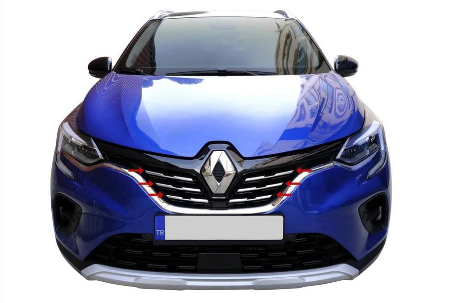Renault Captur 2019- гг. Хром накладки на решетку радиатора (6 шт, нержавейка) Фото 3