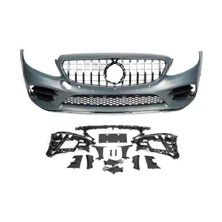Передний бампер в сборе (AMG Line 2018-2021) Mercedes C-class W205 2014-2021 гг. фото 2