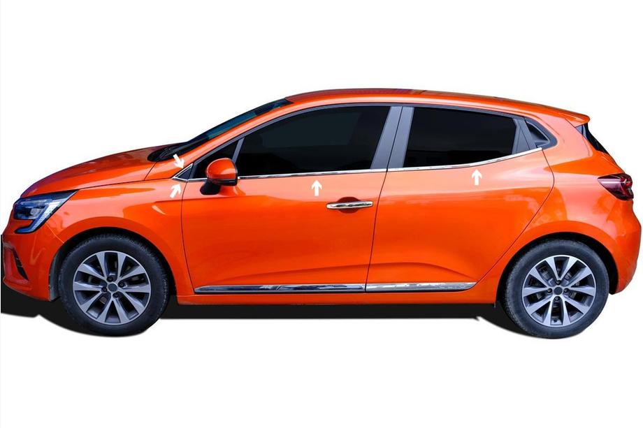 Renault Clio V 2019- гг. Нижние молдинги окон нержавейка (8 шт) Image