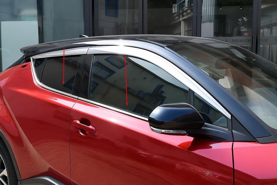 Toyota C-HR 2016-2023 гг. Окантовка окон OmsaLine (4 шт., нержавейка) Image