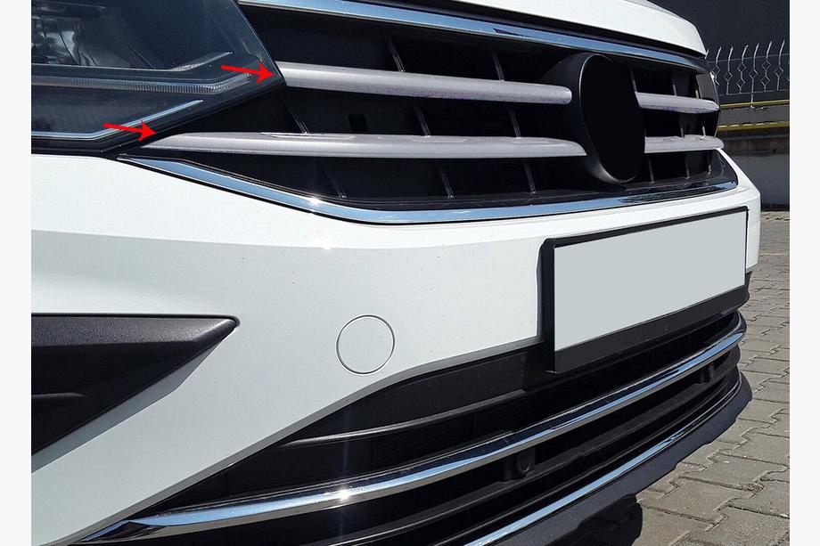 Volkswagen Tiguan 2016-2023 гг. Накладки на решетку 2020+ (4 шт., нержавейка) Фото 1
