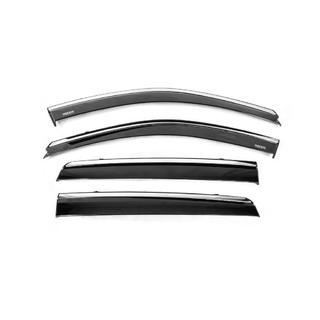 Ветровики с хромированным молдингом (4 шт, Niken) Hyundai Santa Fe 2 2006-2012 гг. фото 2