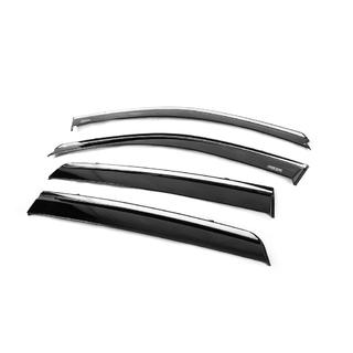 Ветровики с хромированным молдингом (4 шт, Niken) Hyundai Santa Fe 2 2006-2012 гг. фото 3