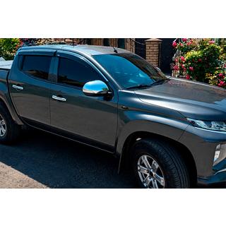 Ветровики с хромированным молдингом (4 шт, Niken) Mitsubishi L200 2015-2024 гг. фото 1